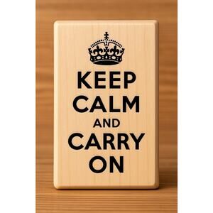 Hampton Art Wood Mounted Rubber Stamp KEEP CALM AND CARRY ON - 2.25x3.25” Craft